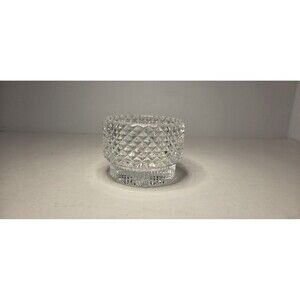 Vintage Lead Crystal Votive Candle Holder Diamond Cut With Star Pattern 2.5"